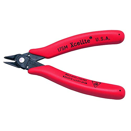 Xcelite 175M General Purpose Shearcutter, Diagonal, Flush Jaw, 5" Length, 3/4" Jaw length, Red Grip