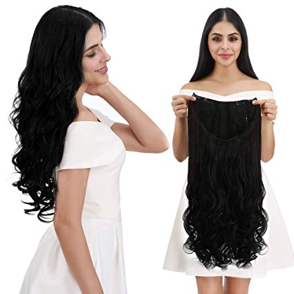 REECHO Half Wig Straight Curly Wavy U-Shape Synthetic 7 Clips in Hair for Women