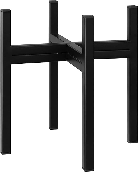 FaithLand Mid Century Plant Stand Indoor Outdoor (EXCLUDING Plant Pot), Metal Planter Stand, Potted Plant Holder, Black, Hold Up to 6.5 Inch Planter