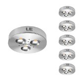 LE Brightest LED Under Cabinet Lighting Puck Lights 12VDC 25W Halogen Replacement 240lm Warm White Under Cabinet Lighting Pack of 5 units