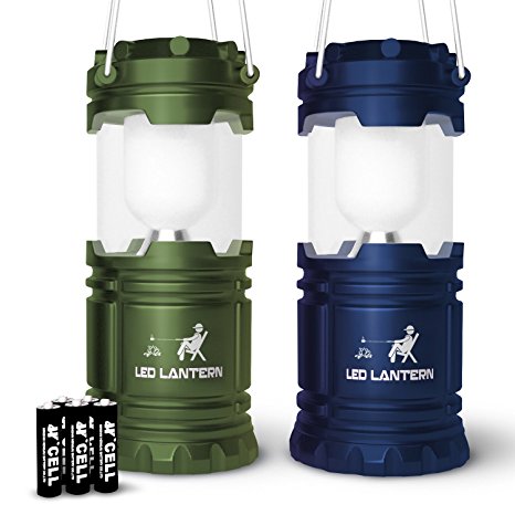 Camping Tent Lantern Bulb Lights - 4 Pack Multi Color - Portable Camp LED Lamp For Fishing Hiking Emergency - Battery Powered Includes 12 AAA