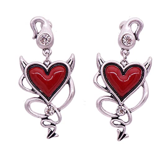 FXmimior Fashion Women Earrings Vintage Halloween Silver Gothic Gypsy Style Love Heart Long Chain Drop Dangle Earrings Jewelry