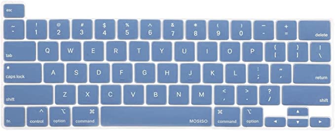 MOSISO Keyboard Cover Compatible with MacBook Pro 13 inch M2 2022, 2021 2020 M1 A2338 A2289 A2251 & Compatible with MacBook Pro 16 inch 2020 2019 A2141 Touch ID,Protective Silicone Skin, Dusty Blue