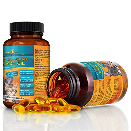 Premium Wild Alaskan Salmon Oil for Dogs and Cats All-Natural Omega-3 Food Supplement over 15 Omega's EPA - DHA Fatty Acids Natural Astaxanthin - Vitamin D!