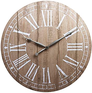 20" Rustic Light Natural Wood Plank Frameless Farmhouse Wall Clock