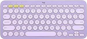 Logitech K380 Multi-Device Bluetooth Wireless Keyboard for PC, Laptop, Windows, Mac, Chrome OS, Android, iPadOS, Apple TV - Lavender Lemonade (Renewed)