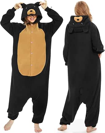 WELLCHY Onesie Pyjama Damen, Tierkostüm Erwachsene Jumpsuit, Unisex Pyjama Animal Costume, Kostüm Schlafanzug Jumpsuit für Damen Herren Cosplay Partys Karneval