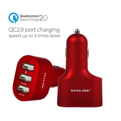 Quick Charge 20 42W 3 Ports USB Car Charger Qualcomm Certified 20 for Galaxy S6EdgePlus Note 45Edge Nexus 6 Xperia Z2Z3 Samsung Fast Charge Qi Wireless Charging Pad and More