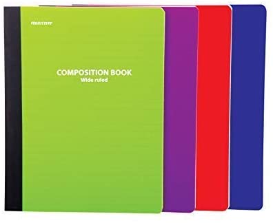 Mintra Office Composition Notebooks (Poly Comp - Wide Ruled, 4 Pack)