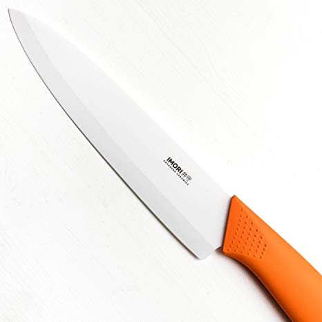 Best Ceramic Chef Knife by IMORI - Chef Rated 8” Blade with SafeEdge Back Corner