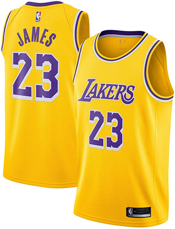 OuterStuff Lebron James Los Angeles Lakers #23 Yellow Youth Icon Edition Swingman Jersey