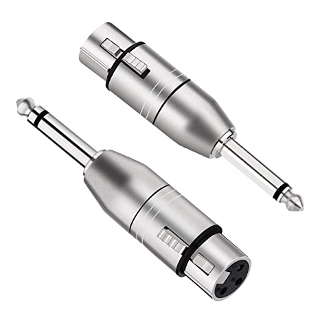 Tisino XLR to Jack Mono Adapter, Unbalanced Female XLR to Quarter Inch 6.35mm TS Male Adapters - 2 Pack