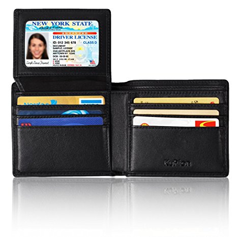 [RFID Blocking Wallet] Kupton Genuine Leather Wallets for Men - Travel Bifold - RFID Shielding Credit Card Protector - Business Style Wallet w/ Gift Packing