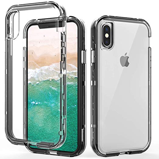SKYLMW iPhone Xs Max Case,Shockproof Anti-Scratch Three Layer Protection Hard Plastic & Soft TPU Sturdy Shockproof Armor High Impact Resistant Cover Case for iPhone Xs Max 2018(6.5 inch),Clear