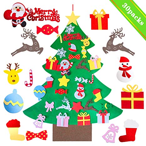 Mansalee 3.3ft DIY Felt Christmas Tree Set   30pcs Detachable Ornaments, Wall Hanging Xmas Gifts for Christmas Decorations Christmas Ornamentst