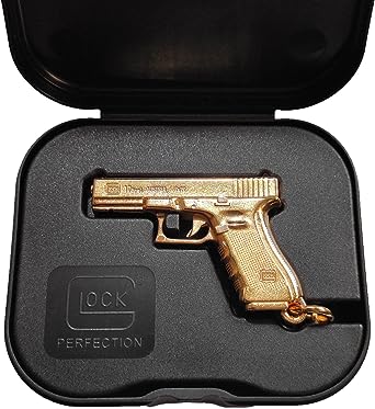 Collectible Glock metal Keychain with box, Gold Plated, G17 Gen 5, Miniature Pistol