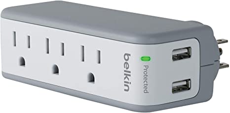 Belkin 3-Outlet USB Surge Protector, Rotating Plug (918 Joules)