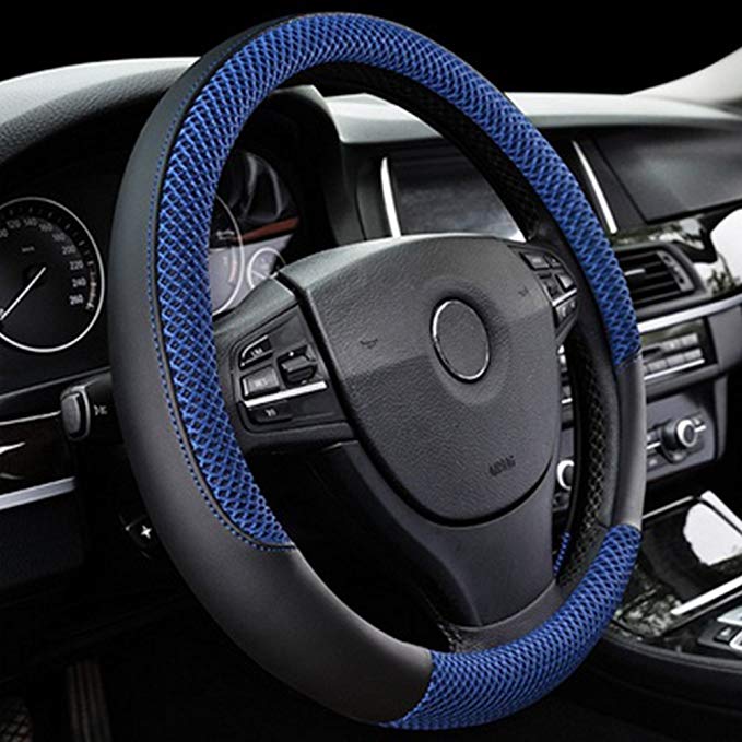 Bluelans Car Steering Wheel Cover, 14 inch Universal Soft Skidproof PU Leather Steering Wheel Cover Auto Car (36 cm/14 inch, Blue)