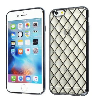 iPhone 6s Case MaiK LeTM3D Luxury Clear Grid Transparent Soft TPU Plating Electroplating Bumper Case for iPhone 6  6s 47 Inch Grey