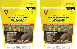 Victor M7002-2 Mole, Gopher, Vole, and Other Burrowing Animals Outdoor Repellent,Yellow 10 Pound (Pack of 2)