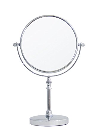 JustNile 6" Chrome-plated Two-Sided (1X-3X) Countertop Tabletop Vanity Makeup Mirror - Silver Tall Stand