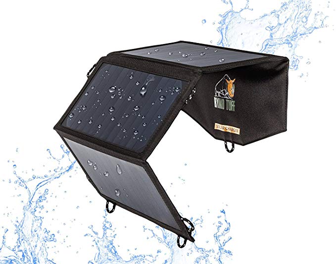 Ryno Tuff Foldable Solar Charger For Phones Battery Packs and Tablets 21W - Portable Durable and Waterproof Highest Converting Panels (22%-25%) For 5V Devices iPhone/iPad/Galaxy/Note/Tab/Nexus etc.