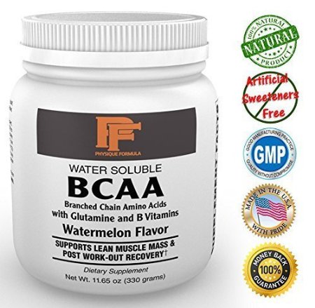 Physique Formula BCAA Powder-Artificial Sweetener Free Branch Chain Amino Acids Powder - Watermelon Flavor, Net Wt. 11.65 oz.