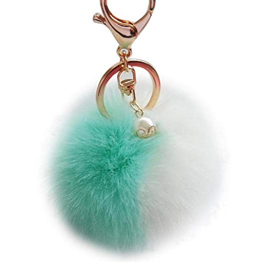 Acamifashion Mix Color Imitate Rabbit Fur Ball Keychain Handbag Key Ring Car Key