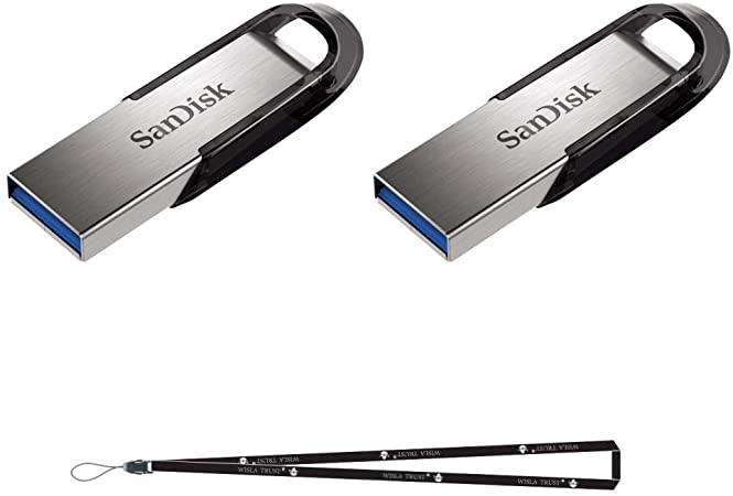 2PCS x SanDisk 32GB Ultra Flair USB 3.0 (SDCZ73-032G-G46) Flash Drive High Performance up to 150MB/s w/Wisla Trust (TM) Lanyard