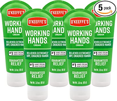 O'Keeffe's Working Hands Hand Cream, Relieves and Repairs Extremely Dry Hands, 3 oz Tube, (Pack of 5)