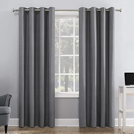 Sun Zero Duran Thermal Insulated 100% Blackout Grommet Curtain Panel, 50" x 108", Gray