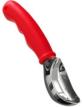 Vremi Small Ice Cream Scoop - Scoops Round Ice Cream, Cookie Dough and Frozen Yogurt - Mini Metal Scooper - Ergonomic Plastic Handle With Non-Slip Rubber Coating for Easy Grip - Dishwasher Safe - Red