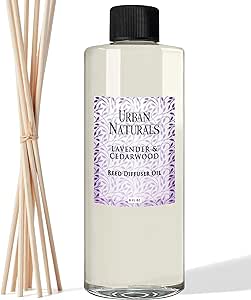 Urban Naturals Lavender Cedarwood Essential Oil Reed Diffuser Refill | Large 8 Ounce Size | Includes a Free Set of Reed Sticks! Made in The USA