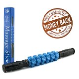 Massage Stick - 17 Muscle Roller Eases Tension Works Out Knots Promotes Recovery After Workouts Increases Flexibility - Ergonomic Grips - Ultra Durable
