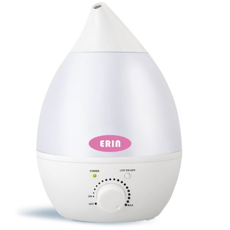 Erin 24l Ultrasonic Cool Mist Humidifier with Aroma Diffuser Whisper-quiet Auto Shut-off 7 Color Cozy LED Light A1