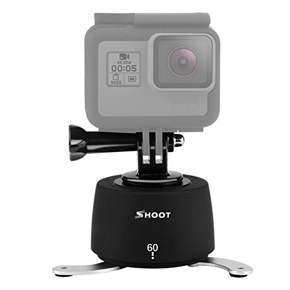 SHOOT 360 Degree 60 Minutes Panning Rotating Time Lapse Stabilizer Tripod Mount Timer Rotator for Gopro Hero 6/Hero 5/4/3 /3/2/Session/SJCAM SJ4000 Action Camera and Mobile Phone