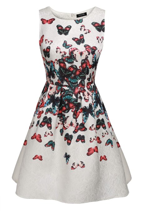 ACEVOG Women Summer Casual Sleeveless Floral Mini Party Cocktail Dress