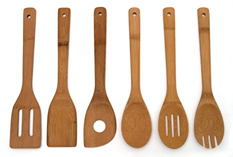 Lipper International 826 Set of 6 Bamboo Kitchen Tools in Mesh Bag