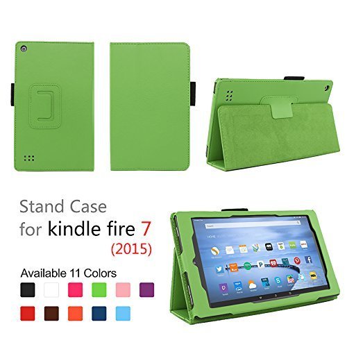 Elsse Fire 7 2015 Folio Case with Stand for Kindle Fire 7 5th Generation Sept 2015 Model - Green