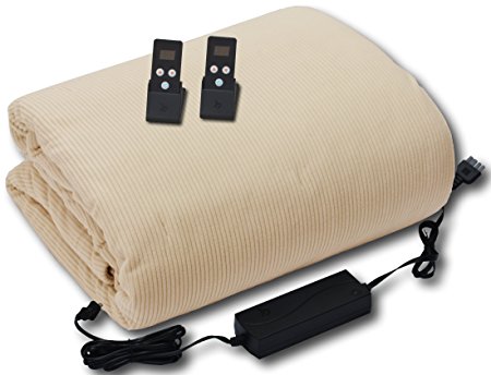BioSmart Luxurious Safe Low-Voltage Infrared Electric Heated Blanket with Auto-off, Digial Remote, 5 yr Warranty, King, Crème