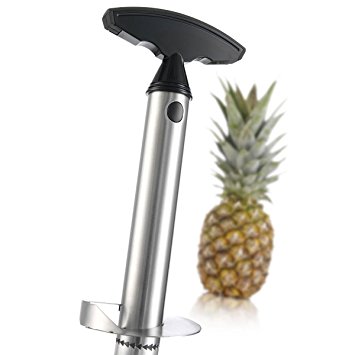 Vmoni Stainless Steel Pineapple Corer, Silver and Black