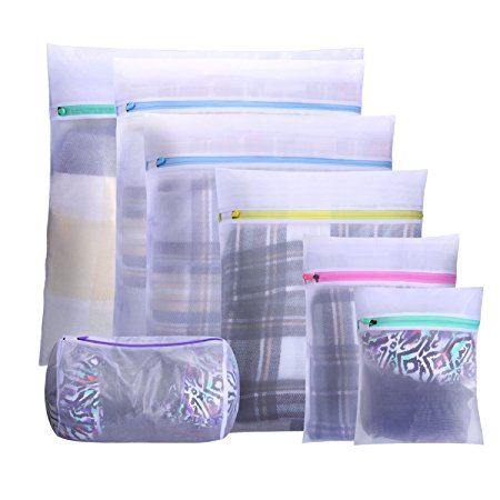 Mesh Laundry Bag,Set of 7 Wash Bags with Zipper for Hosiery,Sock,Underwear,Coat ,Travel Laundry Bag