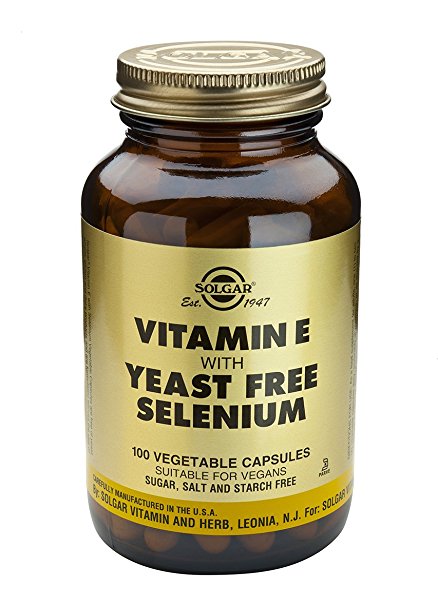 Solgar Dry Vitamin E with Yeast-Free Selenium Vegetable Capsules, 100 Count