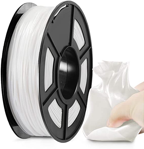 TPU 3D Printer Filament, JAYO 1.75mm TPU Filament White, Fit FDM 3D Printer, 0.5 KG Spool, Dimensional Accuracy  /- 0.02 mm, TPU White