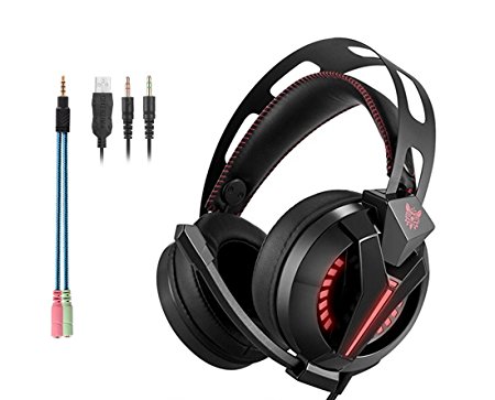 Gaming Headset Microphone Professional ArkarTech PC Headphone Gamer with Mic 3.5mm Bass Stereo Volume Control LED for PC, Laptop, Tablet and Smartphone, PS4 (Splitter Adapter Free)