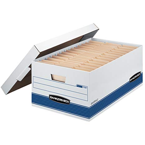 Bankers Box STOR/FILE Medium-Duty Storage Boxes, FastFold, Lift-Off Lid, Legal, Case of 12 (00702)