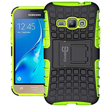 Galaxy Express 3 Case, CoverON [Atomic Series] Hybrid Armor Cover Tough Protective Hard Kickstand Phone Case for Samsung Galaxy Express 3 - Neon Green/Black