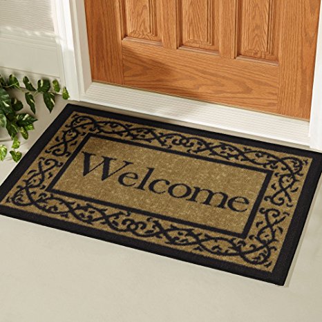 Ottomanson Ottohome Collection (Machine-Washable/Non-Slip) Welcome Door Mat Rug, 20" X 30", Beige