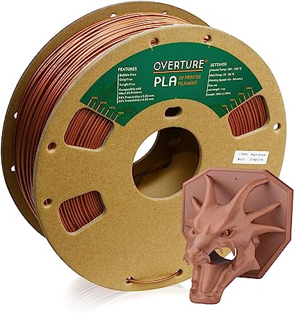 OVERTURE PLA Filament 1.75mm PLA 3D Printer Filament, 1kg Cardboard Spool (2.2lbs), Dimensional Accuracy  /- 0.03mm, Fit Most FDM Printer (Royal Copper)