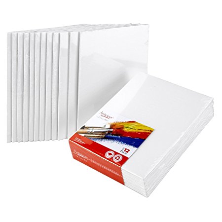 Artlicious - CANVAS PANELS 12 PACK - 8"X10" SUPER VALUE PACK Artist Canvas Panel Boards for Painting